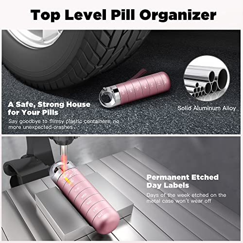 Zannaki Metal Travel Pill Organizer, Portable Waterproof Weekly Pill Box, Large Aluminum Alloy Container, BPA Free 7 Day Daily Medicine Organizer Holder for Vitamin, Fish Oil, Supplement - Image 5