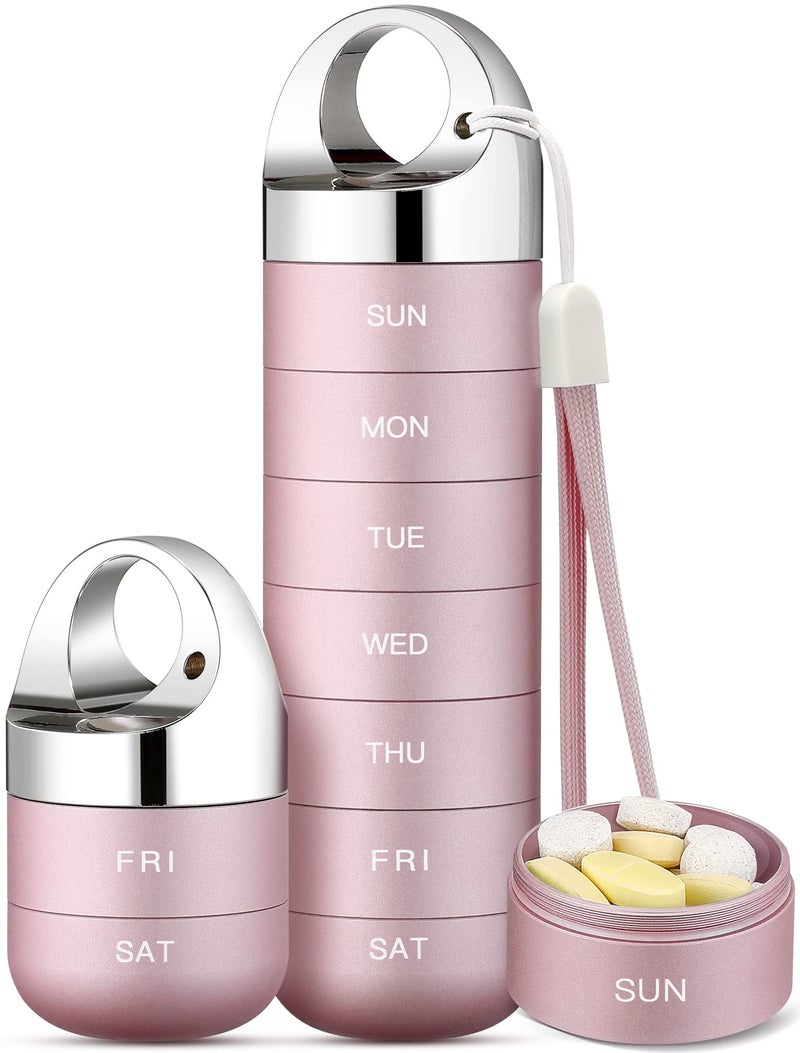 Zannaki Metal Travel Pill Organizer, Portable Waterproof Weekly Pill Box, Large Aluminum Alloy Container, BPA Free 7 Day Daily Medicine Organizer Holder for Vitamin, Fish Oil, Supplement - Image 1