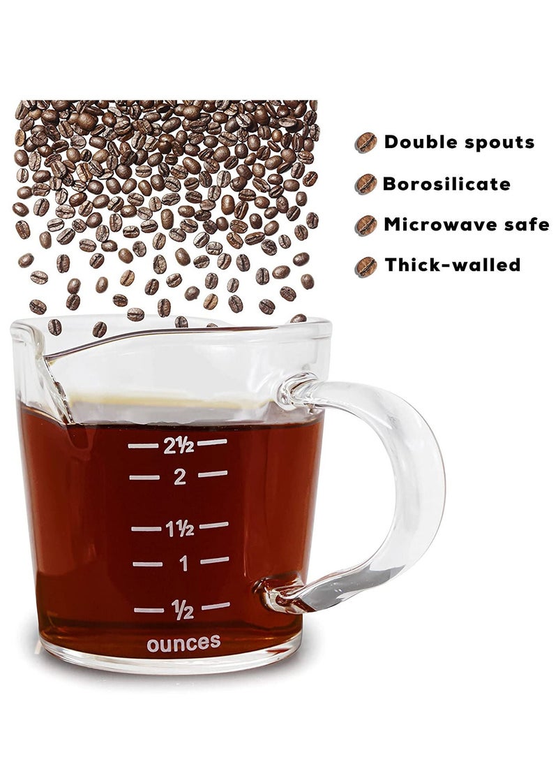 HOMESTAR Coffee Espresso Glass Measuring Cup With Handle Clear 70ml Barista For Milk Tea - Image 2