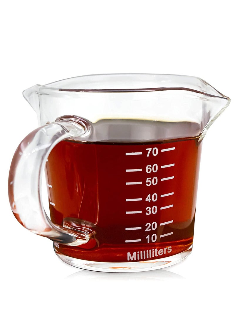 HOMESTAR Coffee Espresso Glass Measuring Cup With Handle Clear 70ml Barista For Milk Tea - Image 1