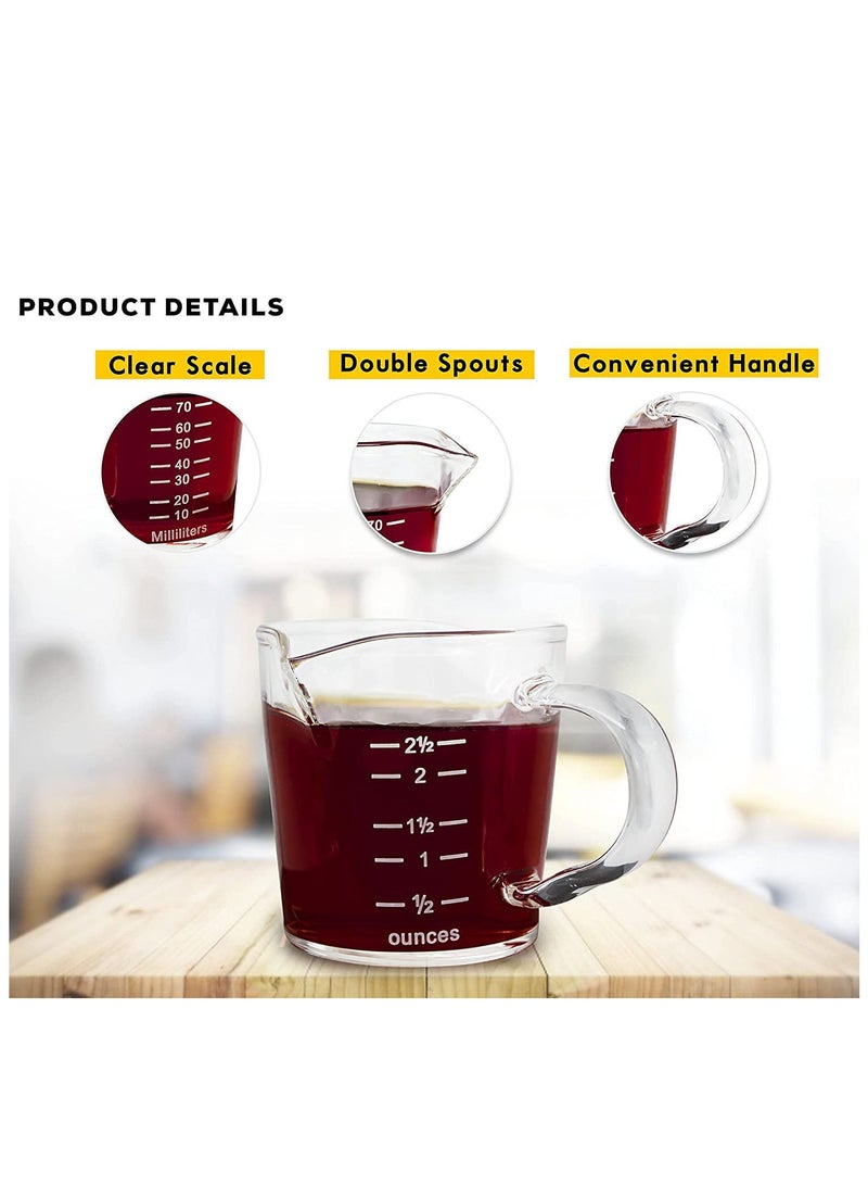 HOMESTAR Coffee Espresso Glass Measuring Cup With Handle Clear 70ml Barista For Milk Tea - Image 5