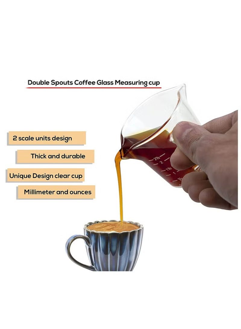 HOMESTAR Coffee Espresso Glass Measuring Cup With Handle Clear 70ml Barista For Milk Tea - Image 3