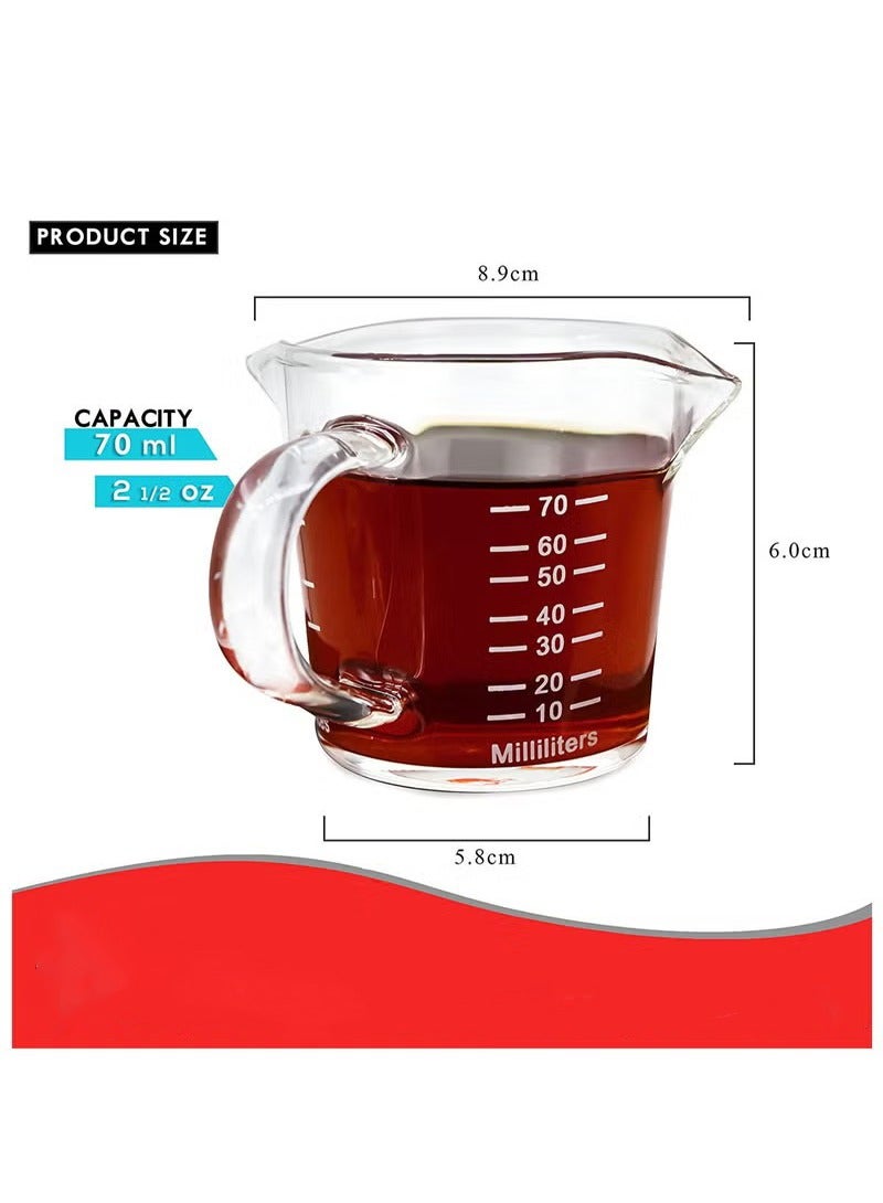 HOMESTAR Coffee Espresso Glass Measuring Cup With Handle Clear 70ml Barista For Milk Tea - Image 4