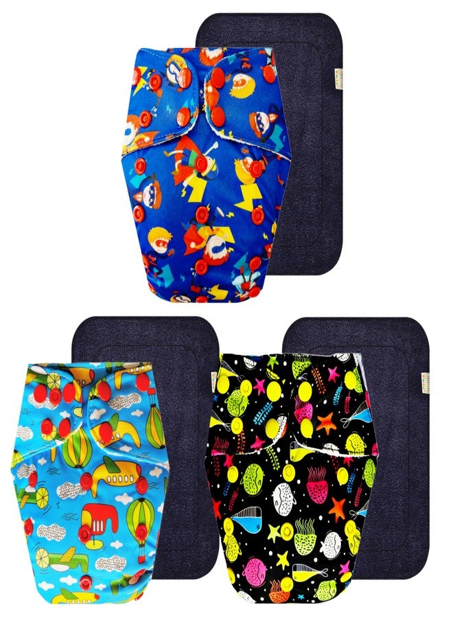 Dumbledo Premium Cloth Diaper with Black Insert (Pack of 3) | Dry Feel and Comfortable | Reusable & Washable | Easy to Clean | Everyday Diapering Essential | 3 Months - 3 Years | Unisex Baby - Image 1