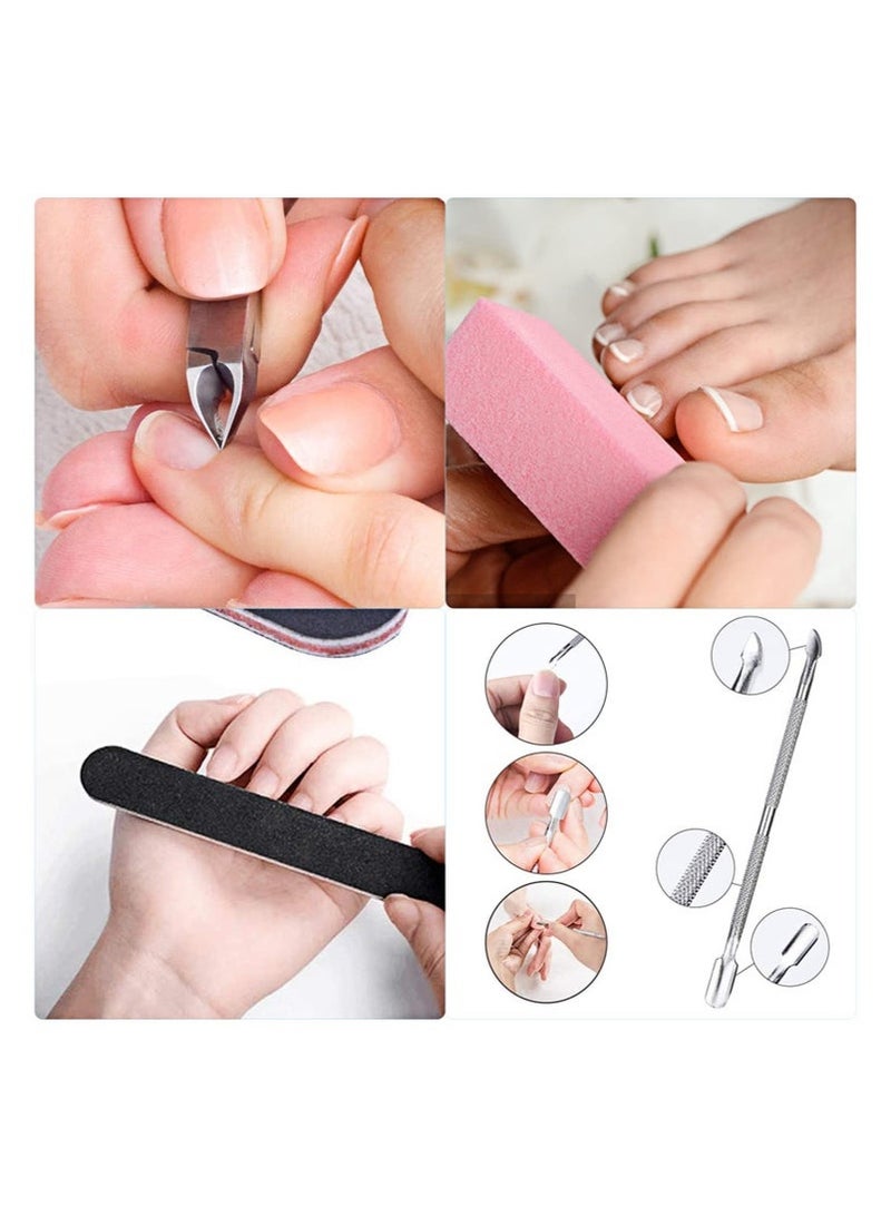 GlamKit 11 PCS Nail File Set, Come with Cuticle Nipper and Pusher, For Dead Skin Nail Trimming Manicure Tools (Random Color) - Image 3