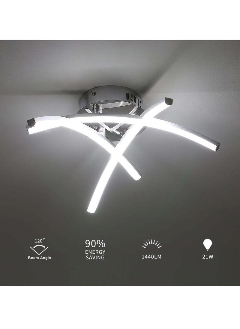 Goeco LED Modern Ceiling Light, 21W Trident Arc LED Ceiling Light White 6500K  - Image 5