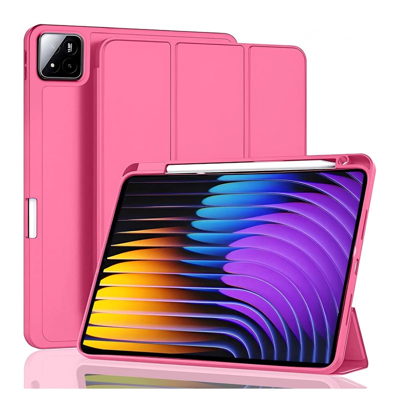 ProElite Cover for Xiaomi Mi Pad 7/7 Pro 11.2 inch Cover, Soft Flexible Flip Case Cover with Pen Holder for Xiaomi Pad 7/7 Pro 11.2 inch, Support Auto Sleep Wake, [Recoil Series] - Hot Pink - Image 1