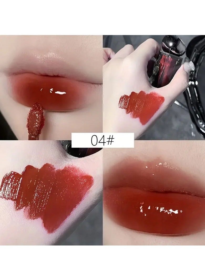 Gege bear Ice Mountain Lava Lip Glaze - Long-Lasting, Moisturizing, Waterproof, Non-Stick, Non-Fading Mirror Glossy Lipstick for All Skin Types - Berry, Brown, Orange, Pink, Purple Shades for Adults #4 - Image 1