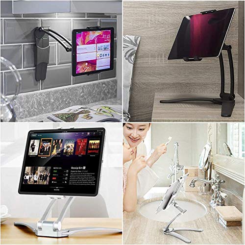 HOLD UP 3-in-1 Professional & Elegant 360? Universal Compatible Tablet & Phone Mount with Wall Mount, Desktop Stand & Under Cabinet Modes and Ultra Adjusting Abilities (Black) - Image 2