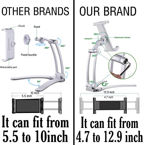 HOLD UP 3-in-1 Professional & Elegant 360? Universal Compatible Tablet & Phone Mount with Wall Mount, Desktop Stand & Under Cabinet Modes and Ultra Adjusting Abilities (Black) - Image 4