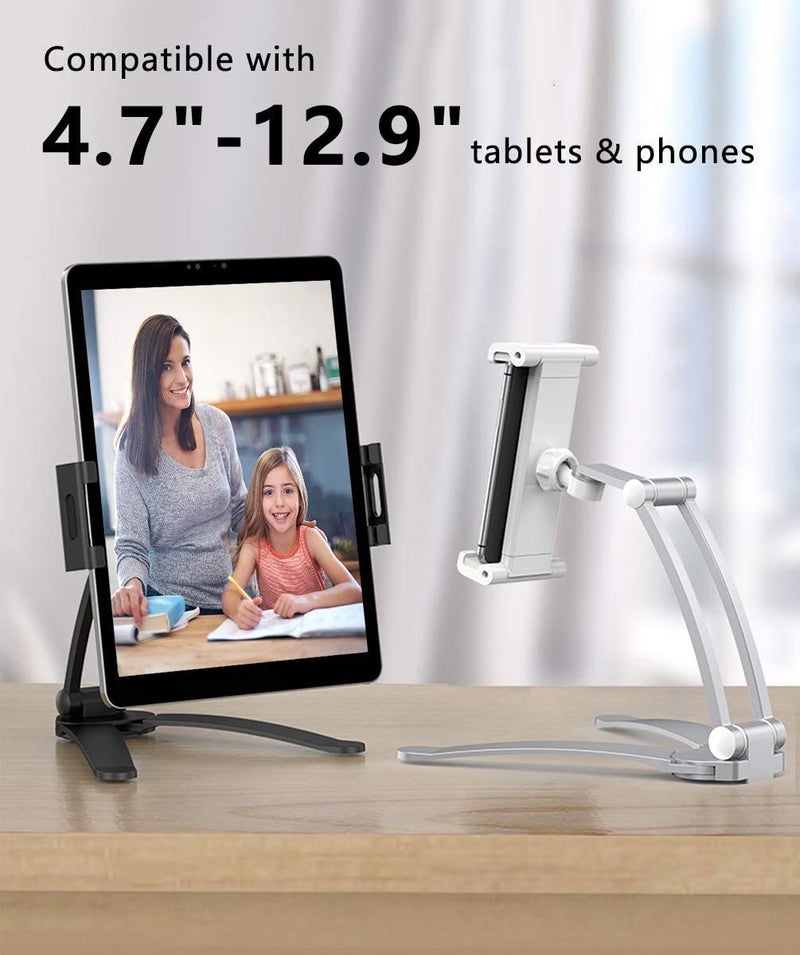 HOLD UP 3-in-1 Professional & Elegant 360? Universal Compatible Tablet & Phone Mount with Wall Mount, Desktop Stand & Under Cabinet Modes and Ultra Adjusting Abilities (Black) - Image 5