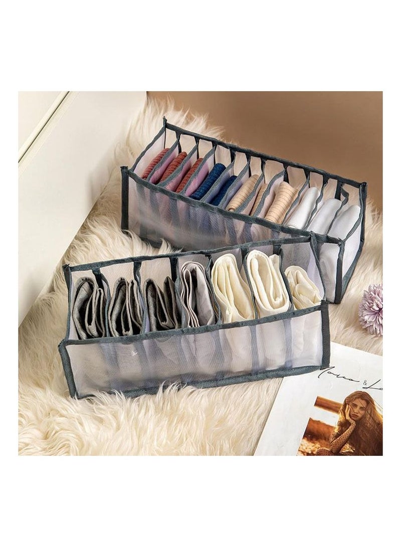 Folding Bra and Underwear Drawer Organizer Divider,Foldable Nylon Mesh Storage Box, Closet Storage Organizer for Socks, Stockings, Ties, Scarves Laundry Basket (Underwear socks storage lattice)  - Image 2