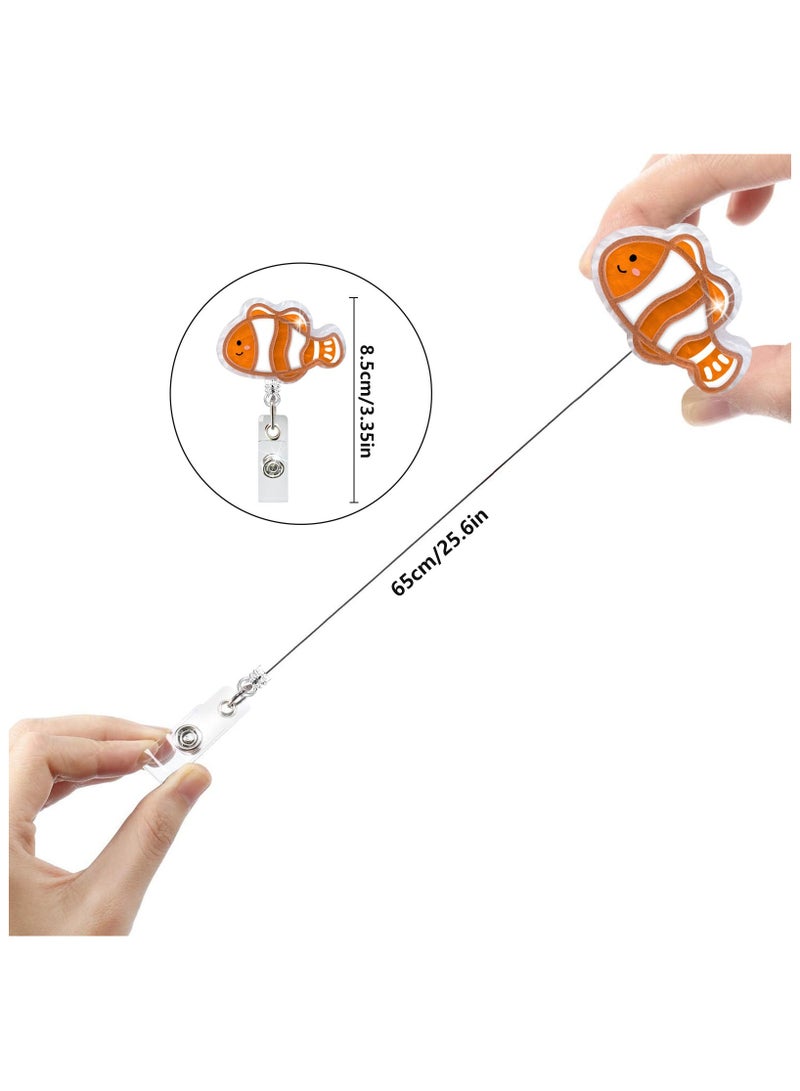 Generic 6 Pcs Cute Marine Life Retractable Badge Reels Set - Durable ID Holders with Swivel Alligator Clip, Clip-on Name ID Badge Holder for Aquarium Staff & Visitors, Waterproof & Bulk Pack for Ocean Park Use - Image 3