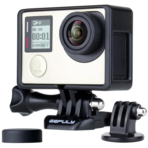 GEPULY Frame Mount Protective Housing Case with Bracket Accessories and Lens Cap for GoPro Hero 3, Hero3+, Hero 4 Black Silver Cameras - Image 1