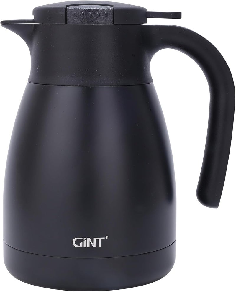 GiNT جرة قهوة حرارية 1 لتر / 34 أونصة، مصنوعة من فولاذ مقاوم للصدأ مع عزل حراري، للحفاظ على الحرارة (سوداء اللون) - Image 1