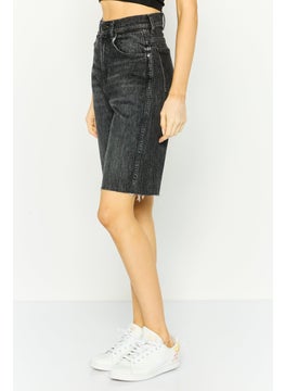 Wrangler Women Washed Denim Shorts, Charcoal  - Image 2