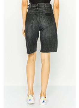 Wrangler Women Washed Denim Shorts, Charcoal  - Image 3