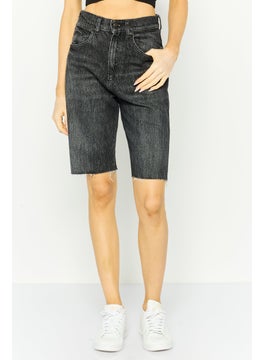 Wrangler Women Washed Denim Shorts, Charcoal  - Image 1