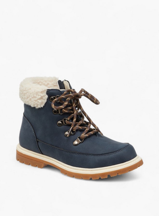 LBL by Shoexpress Solid Faux Fur Trim Boots with Zip Closure - Image 2