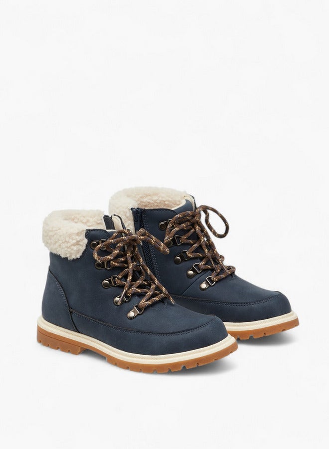 LBL by Shoexpress Solid Faux Fur Trim Boots with Zip Closure - Image 3