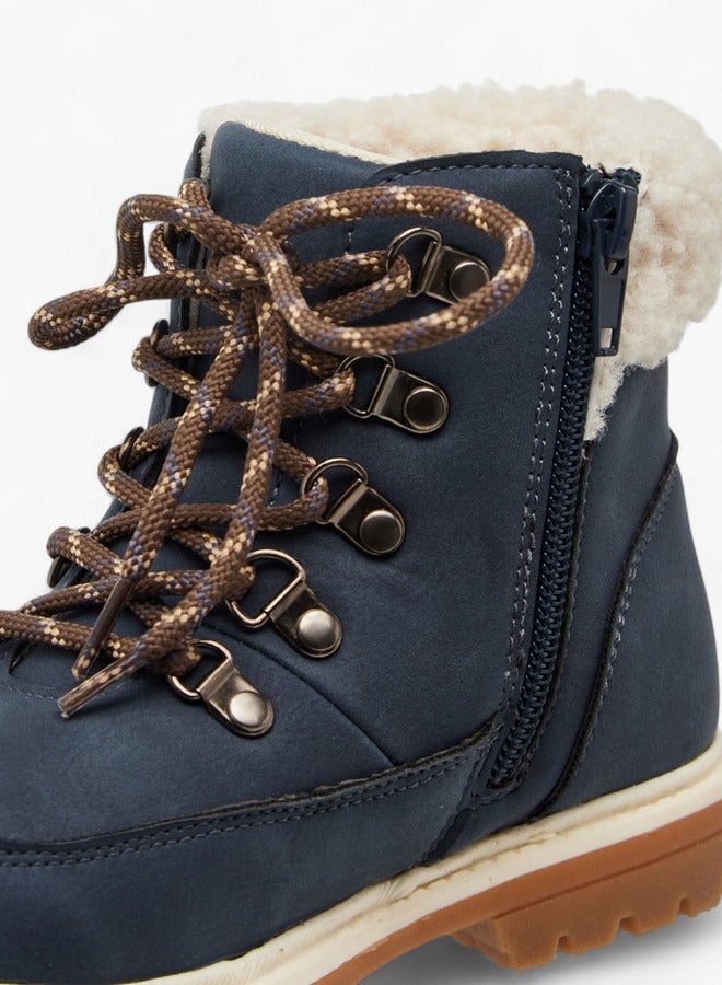 LBL by Shoexpress Solid Faux Fur Trim Boots with Zip Closure - Image 4