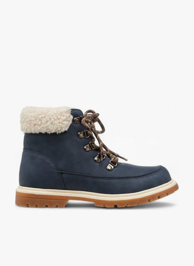 LBL by Shoexpress Solid Faux Fur Trim Boots with Zip Closure - Image 1