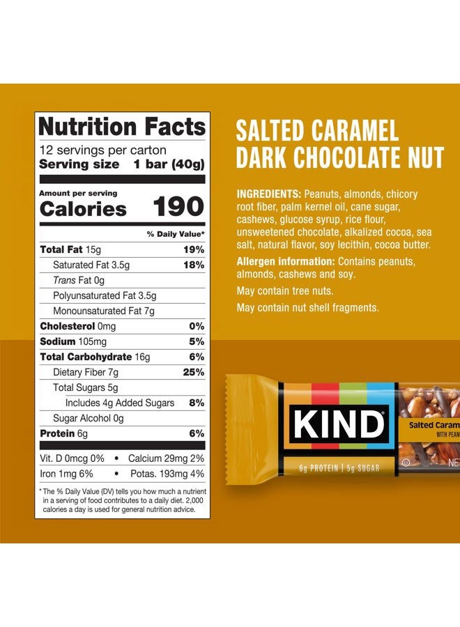 KIND Nut Bars, Salted Caramel & Dark Chocolate Nut, Healthy Snacks, Gluten Free, Low Sugar, 6g Protein, 12 Count - Image 2