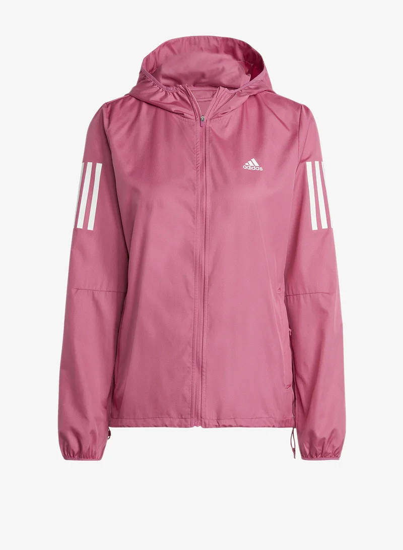 adidas سترة ركض بغطاء رأس مقاومة للرياح