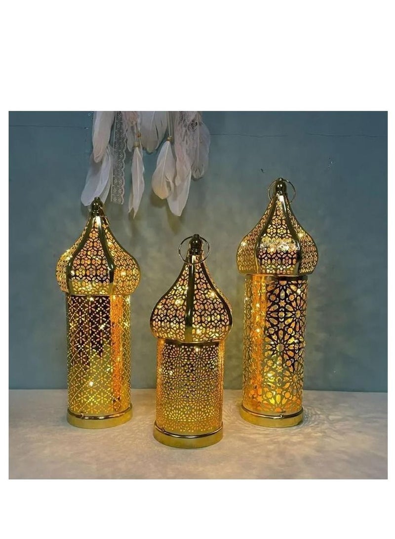 XiuWoo Ramadan Hollowed-out Led Lantern Iron Home Bedroom Living Room Decorative Lights - Image 2