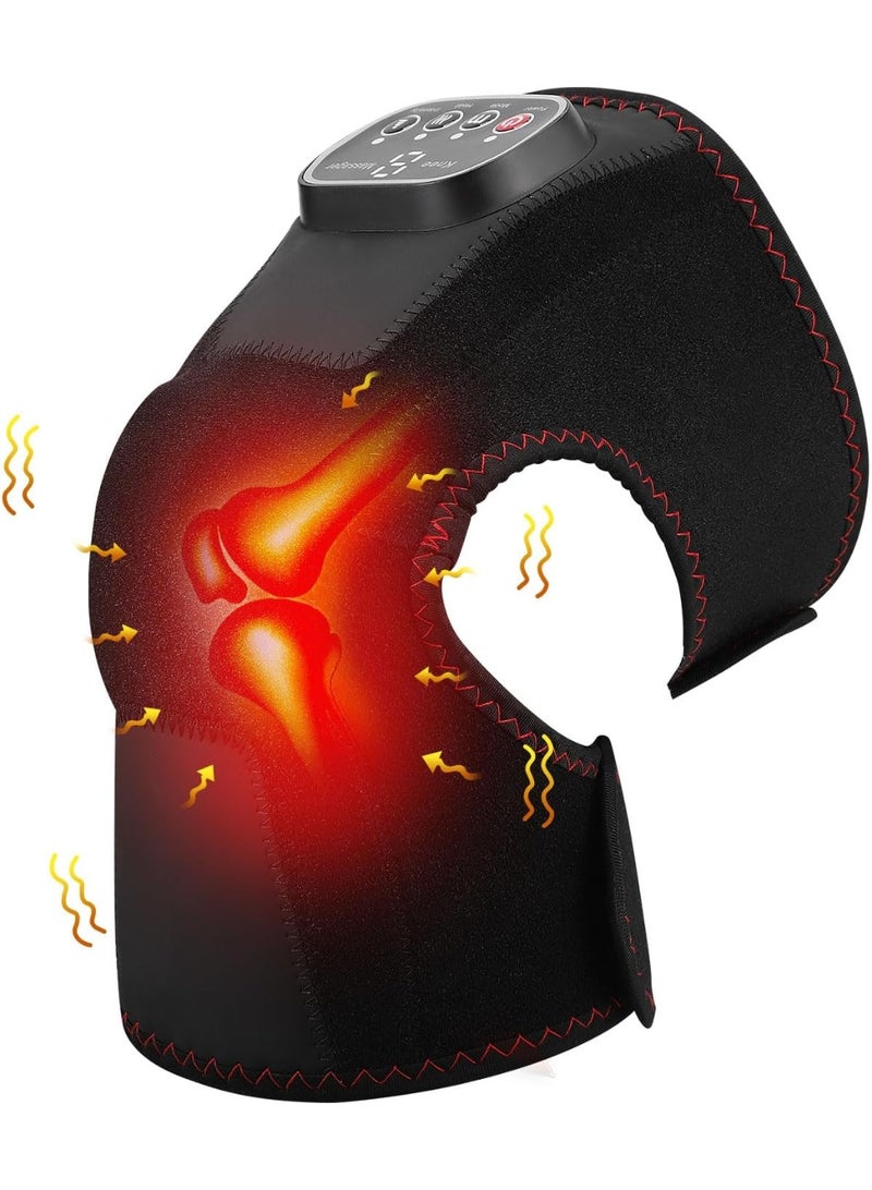 مساج الركبة الحراري – دعامة لاسلكية قابلة للشحن مع حرارة واهتزاز قابل للتعديل لتخفيف ألم الركبة، الكتف، المرفق والمفاصل - Image 1