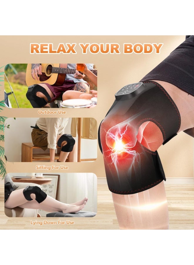 مساج الركبة الحراري – دعامة لاسلكية قابلة للشحن مع حرارة واهتزاز قابل للتعديل لتخفيف ألم الركبة، الكتف، المرفق والمفاصل - Image 5