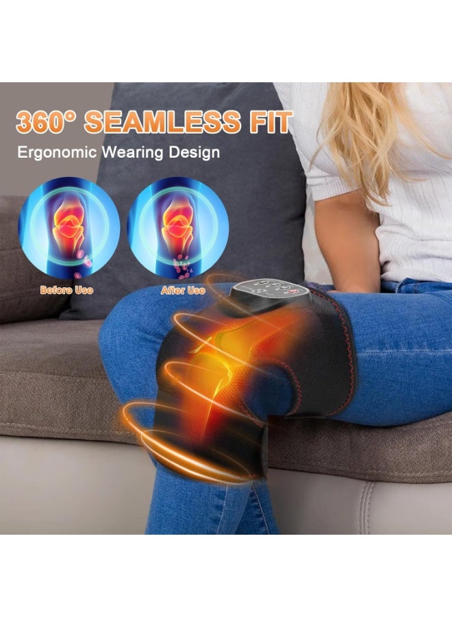 مساج الركبة الحراري – دعامة لاسلكية قابلة للشحن مع حرارة واهتزاز قابل للتعديل لتخفيف ألم الركبة، الكتف، المرفق والمفاصل - Image 4