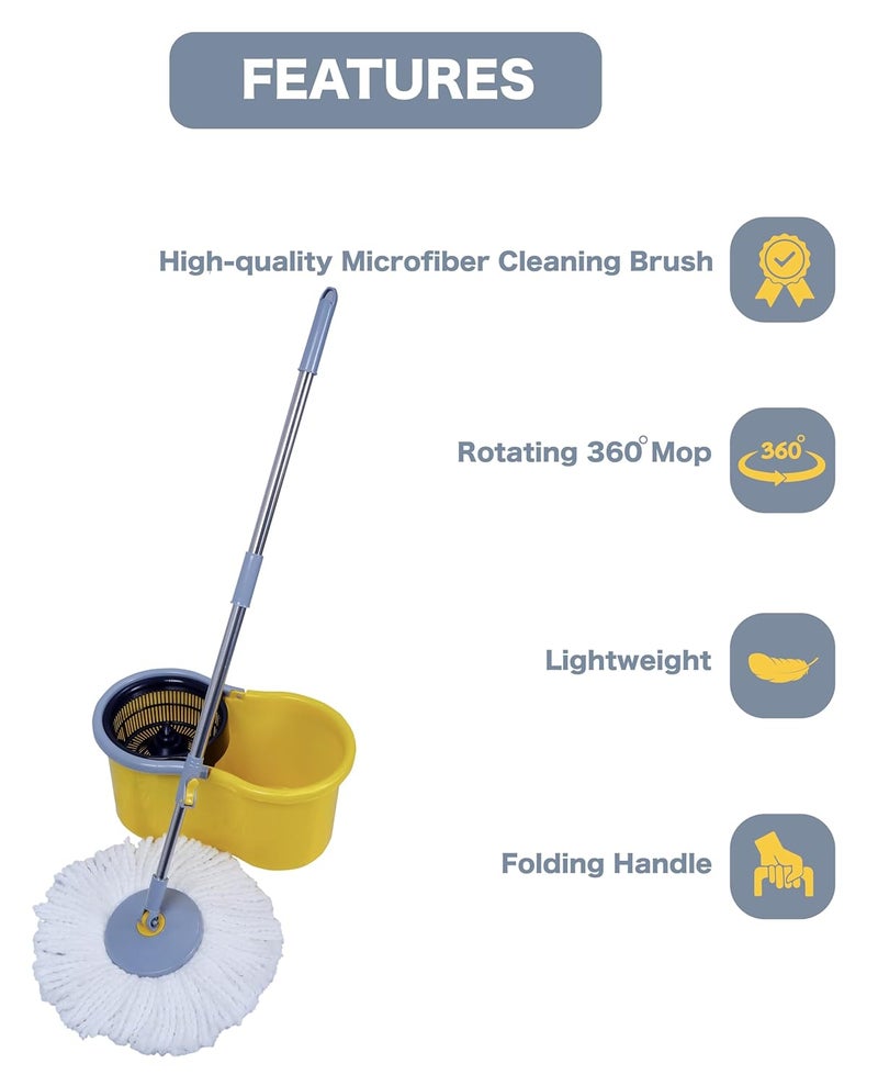 Esquire 360° Spin Yellow Bucket Mop Set with a Microfiber Refill