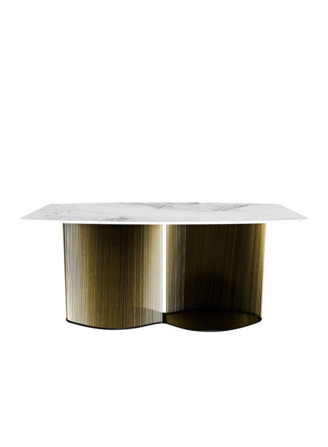 YI ONE Dining Table T2029-1.8M – Rectangular White Marble Top with Modern Steel Legs, 6–8 Seater Luxury Dining Table, 1800×900×760 mm - Image 5