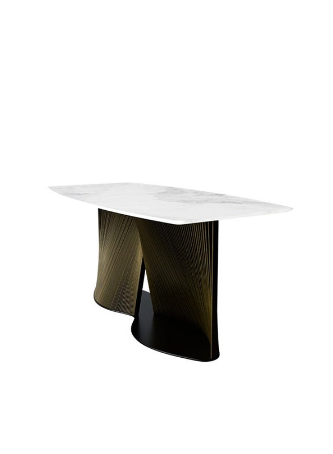 YI ONE Dining Table T2029-1.8M – Rectangular White Marble Top with Modern Steel Legs, 6–8 Seater Luxury Dining Table, 1800×900×760 mm - Image 4