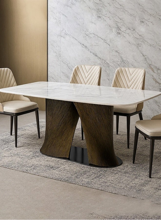 YI ONE Dining Table T2029-1.8M – Rectangular White Marble Top with Modern Steel Legs, 6–8 Seater Luxury Dining Table, 1800×900×760 mm - Image 3