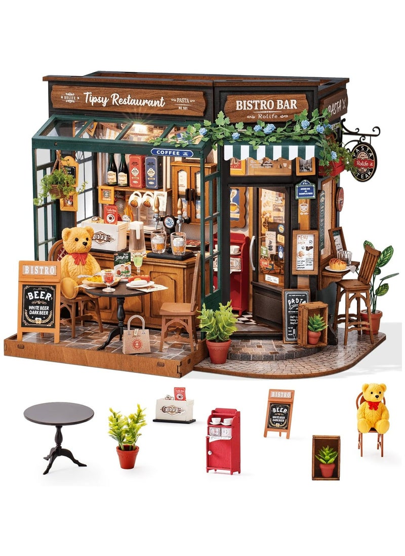 روبوتايم Rolife Restaurant DIY Miniature House DG167 Premium 3D Puzzle Building Kits for Adults & Teens - Decorative Home Deco, Ramadan & Holiday Gift, Eid and Birthday for Puzzle Enthusiasts, Stress Relief STEM Project  - Image 2