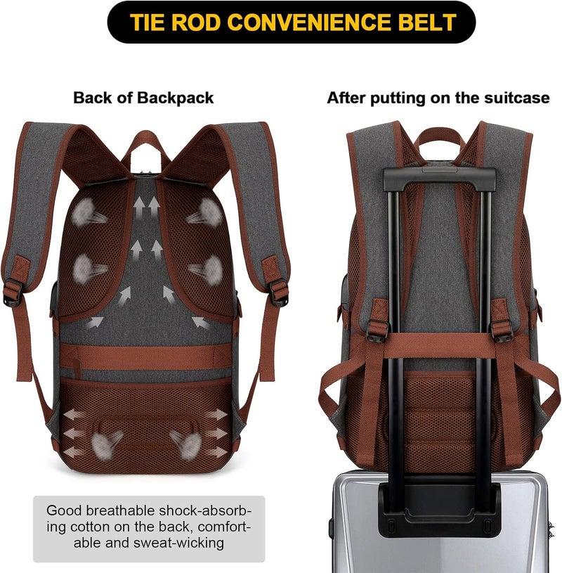 Tzowla Canvas Laptop Backpack,School Backpack for Men,Anti-Theft Travel Rucksack Fit 15.6"Laptop with USB Charging Port and lock - Image 5
