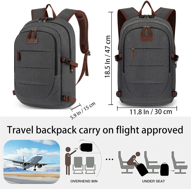Tzowla Canvas Laptop Backpack,School Backpack for Men,Anti-Theft Travel Rucksack Fit 15.6"Laptop with USB Charging Port and lock - Image 2