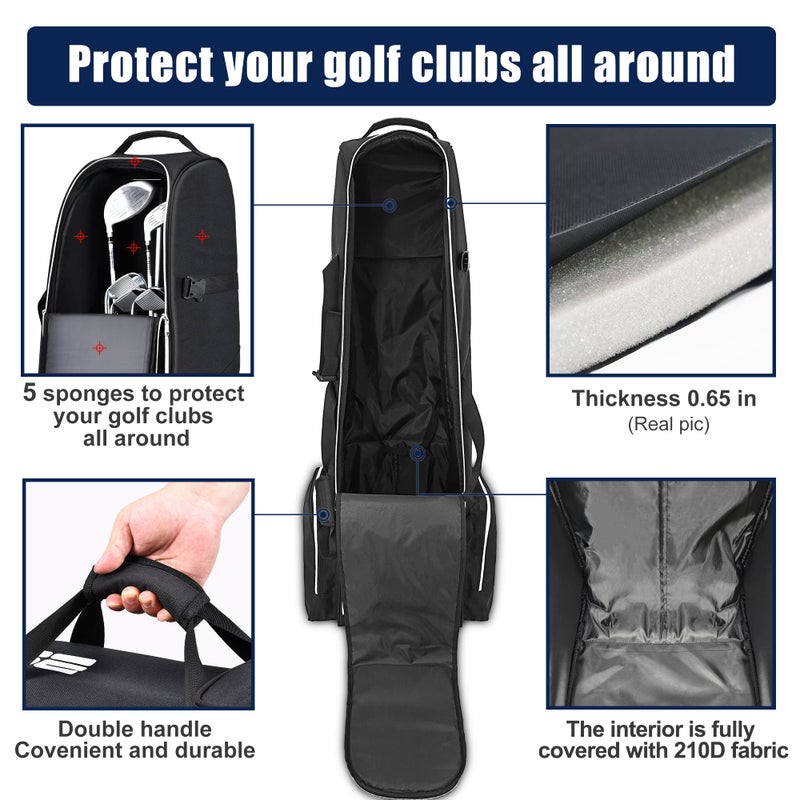 Partage Golf Travel Bag with Wheels,Golf Travel Case for Airlines, 600D Heavy Duty Oxford -Black - Image 3