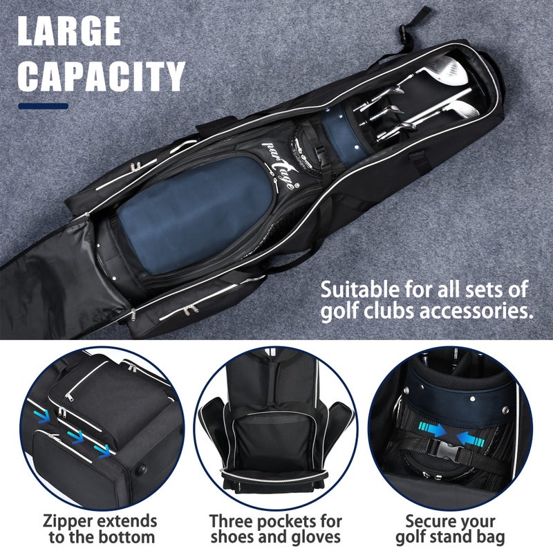 Partage Golf Travel Bag with Wheels,Golf Travel Case for Airlines, 600D Heavy Duty Oxford -Black - Image 4