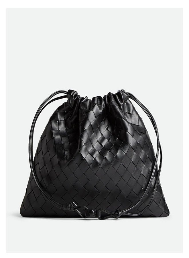 YP Woven Large Crossbody Bags for Women Trendy Soft Leather Shoulder Tote Purses (Black) - Image 2