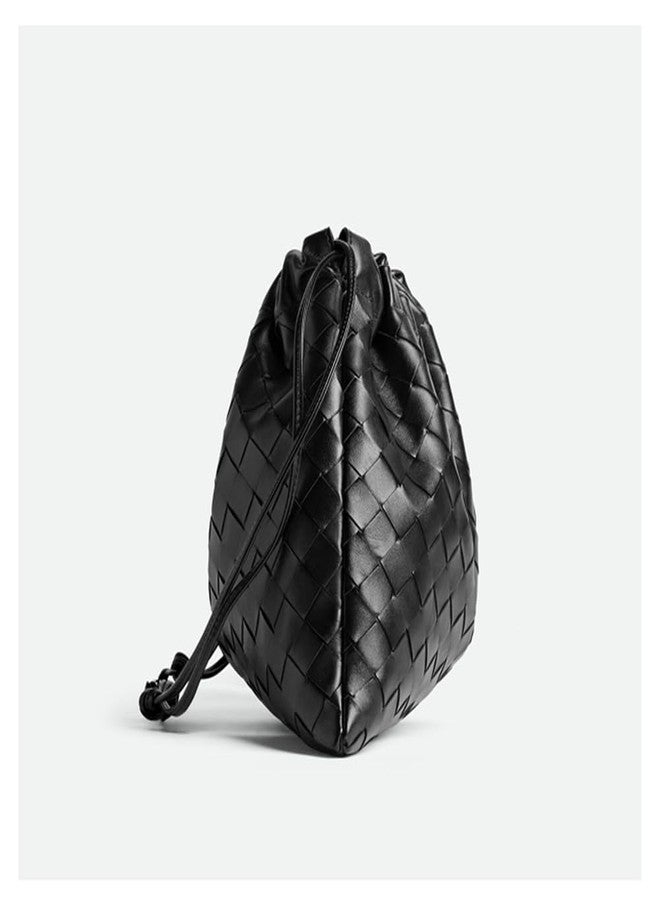 YP Woven Large Crossbody Bags for Women Trendy Soft Leather Shoulder Tote Purses (Black) - Image 4