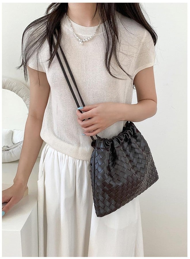YP Woven Large Crossbody Bags for Women Trendy Soft Leather Shoulder Tote Purses (Black) - Image 3