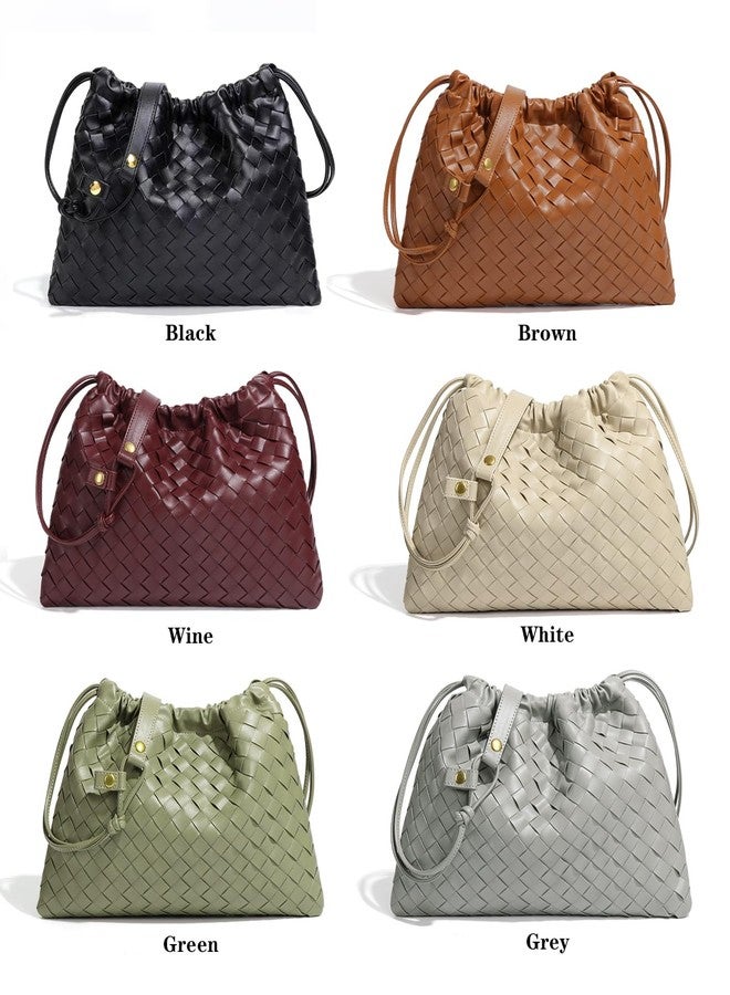 YP Woven Large Crossbody Bags for Women Trendy Soft Leather Shoulder Tote Purses (Black) - Image 5