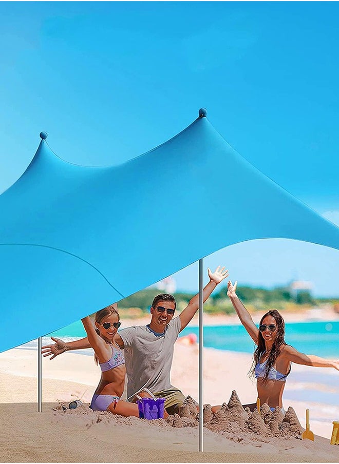 Garlo Pop Up Beach Tent Sun Shelter UPF50+ with Sand Shovel, Ground Pegs and Stability Poles, Outdoor Shade for Camping Trips, Fishing, Backyard Fun or Picnics (3mx3m 4 Pole, Turquoise)  - Image 4