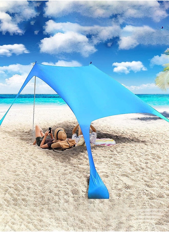 Garlo Pop Up Beach Tent Sun Shelter UPF50+ with Sand Shovel, Ground Pegs and Stability Poles, Outdoor Shade for Camping Trips, Fishing, Backyard Fun or Picnics (3mx3m 4 Pole, Turquoise)  - Image 1