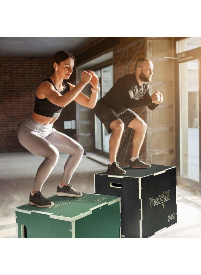 Yes4All 3 in 1 Non-Slip Wooden Plyo Box - Black - 20 x 18 x 16 - Image 2