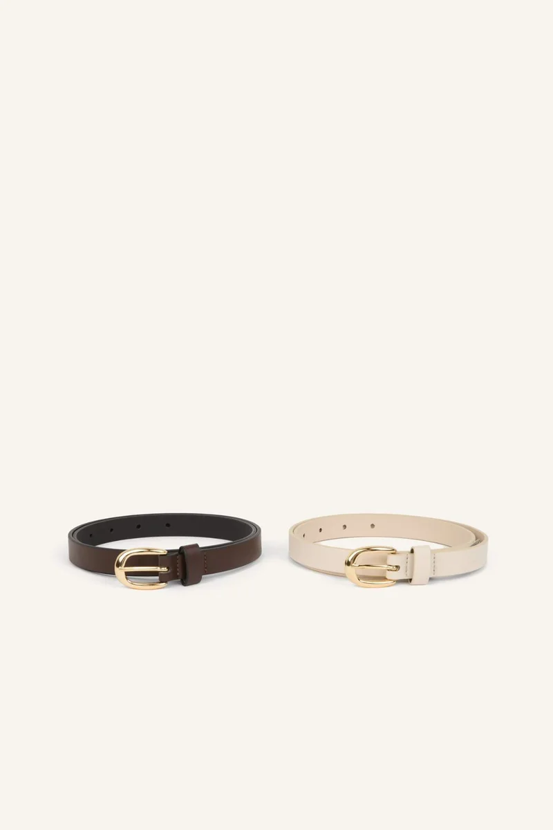ديفاكتو Woman Oval Buckle Faux Leather Casual Belt