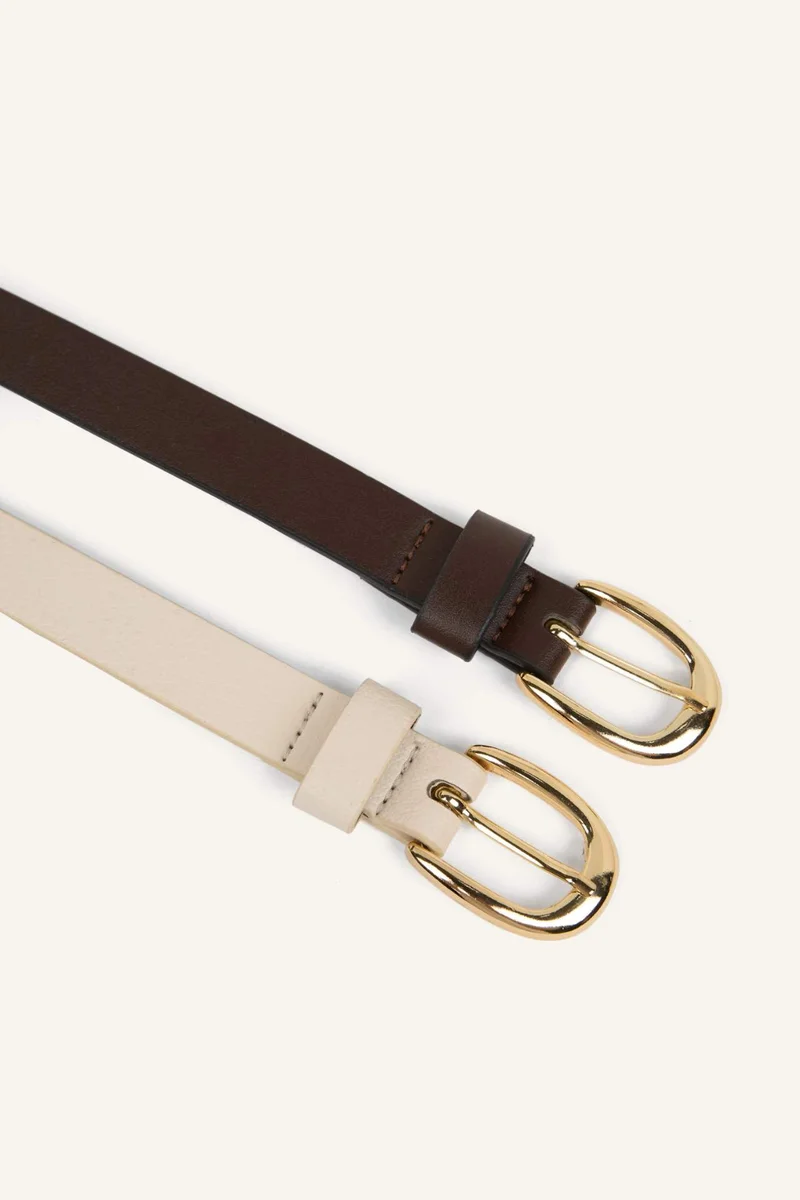 ديفاكتو Woman Oval Buckle Faux Leather Casual Belt